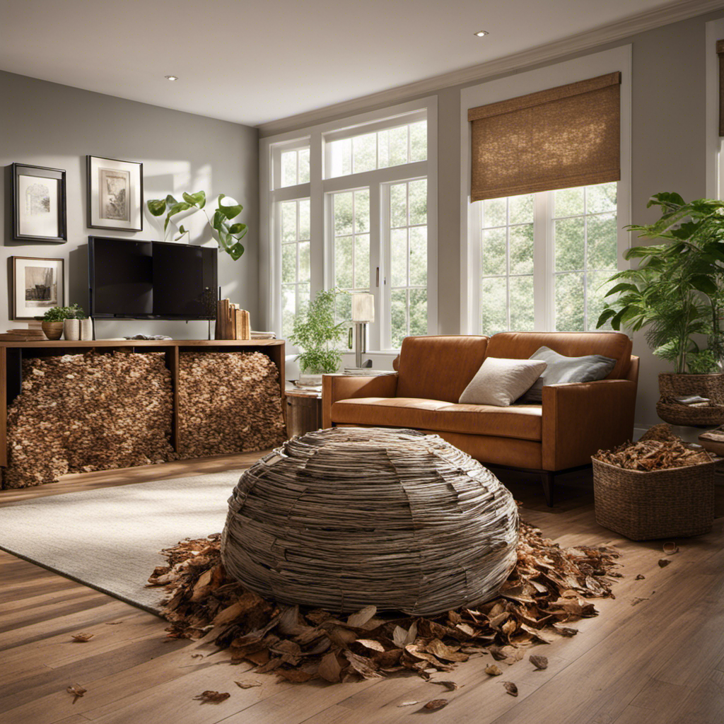 An image of a cozy living room, bathed in warm natural light