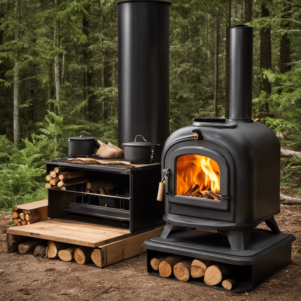 An image showcasing the step-by-step process of converting a wood stove into a homemade smoker