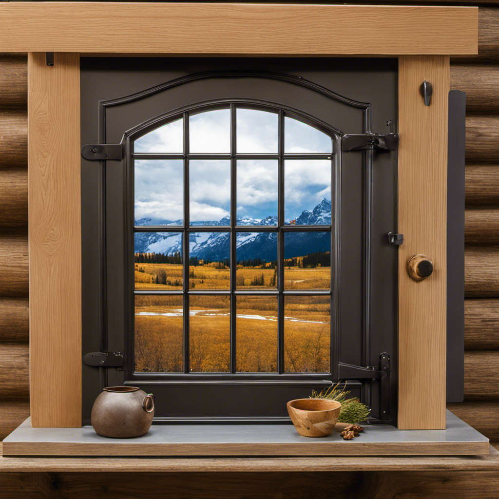 An image showcasing a step-by-step tutorial on crafting a window in a wood stove door
