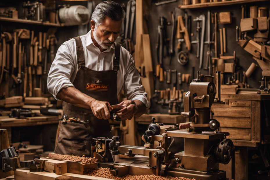 An image showcasing a skilled craftsman in a workshop, surrounded by various tools and machinery