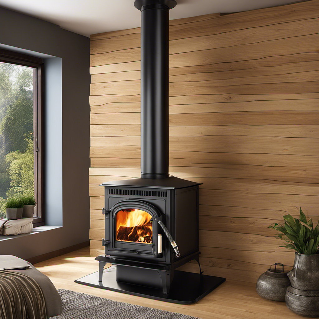 An image showcasing a step-by-step guide on making a wood stove chimney wall pass-thru