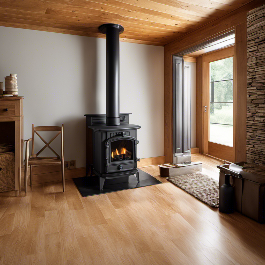An image showcasing a step-by-step guide on preventing smoke from entering a room while fixing a wood stove