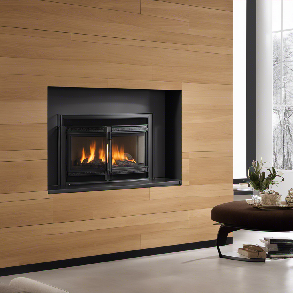 An image showcasing a sturdy heat-resistant wall shield, installed behind a sleek wood stove