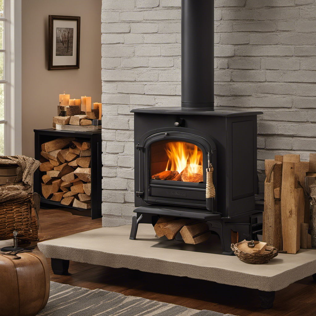 An image showcasing a step-by-step guide to placing fire bricks in a wood stove