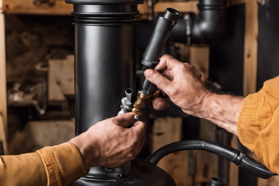 An image showcasing a step-by-step visual guide on removing a wood stove pipe: a person wearing gloves unscrewing the pipe sections, sliding them apart, and carefully lowering them down, revealing the clear space left behind