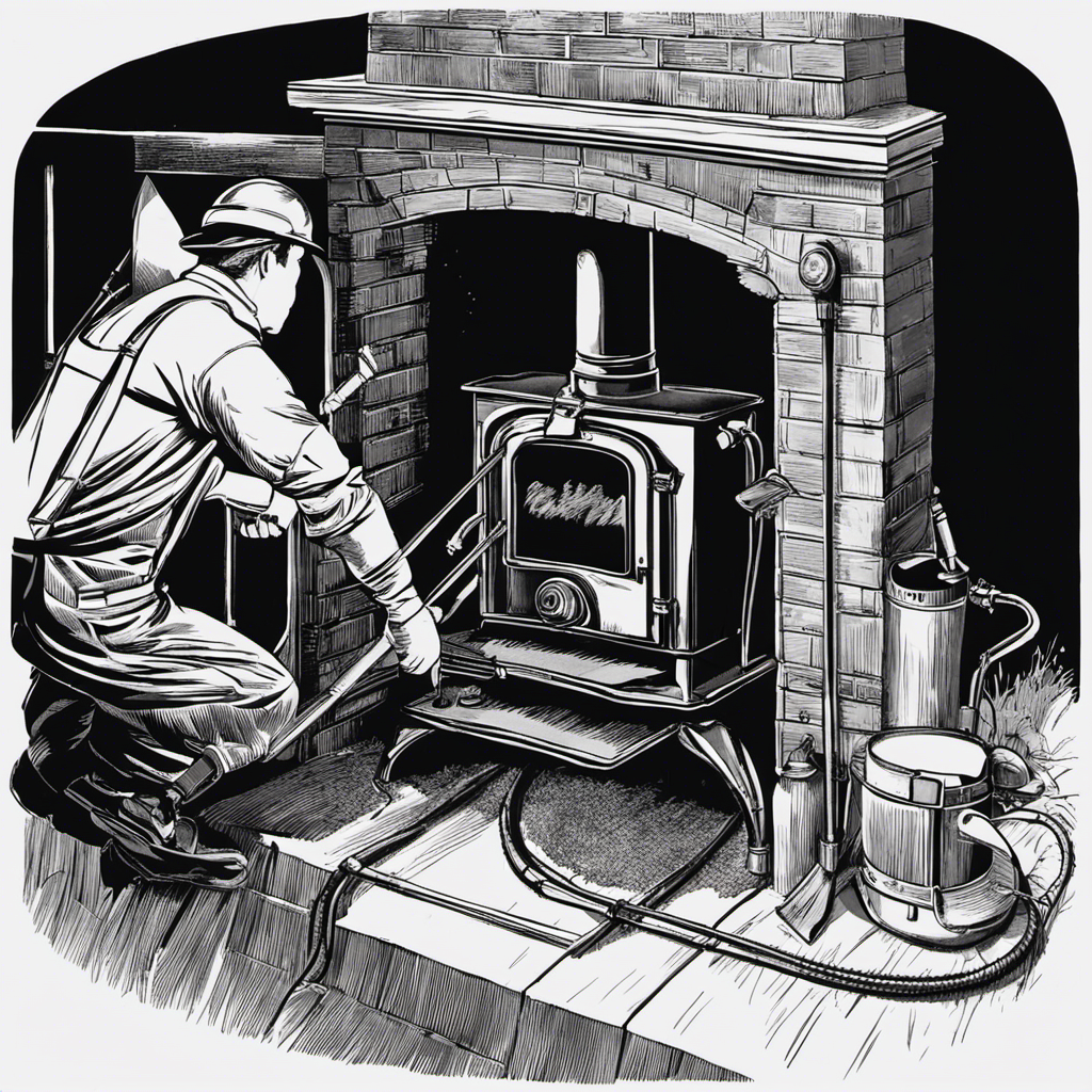 An image capturing the process of cleaning a wood stove chimney