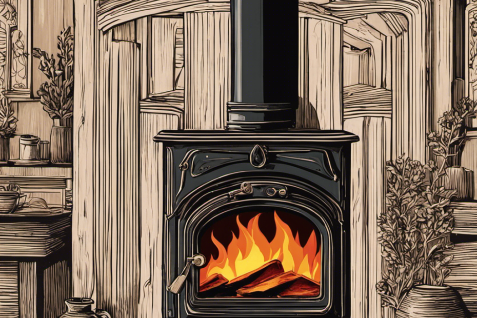 An image featuring a close-up view of a wood stove's chimney