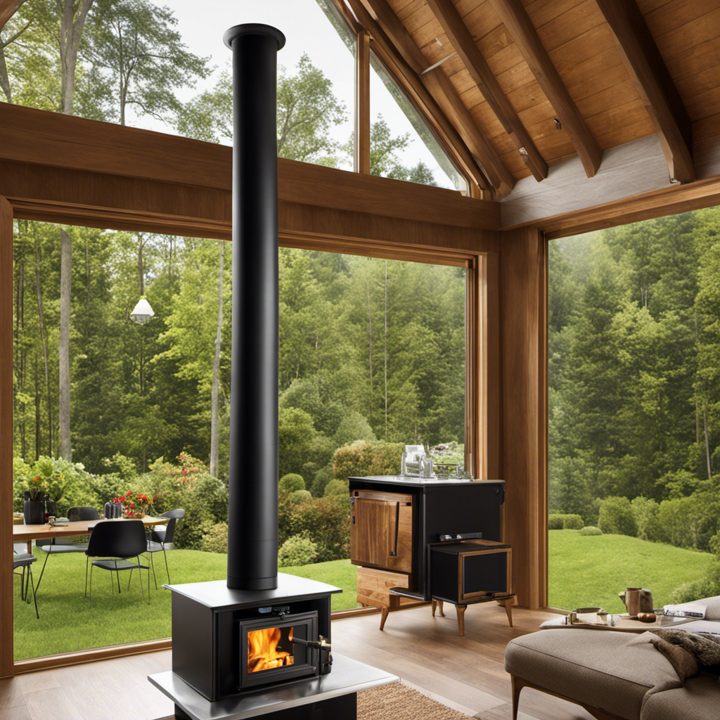 An image showcasing different types of wood stove chimneys, highlighting their distinct features such as single-wall or double-wall construction, insulated pipes, or varying pipe diameters