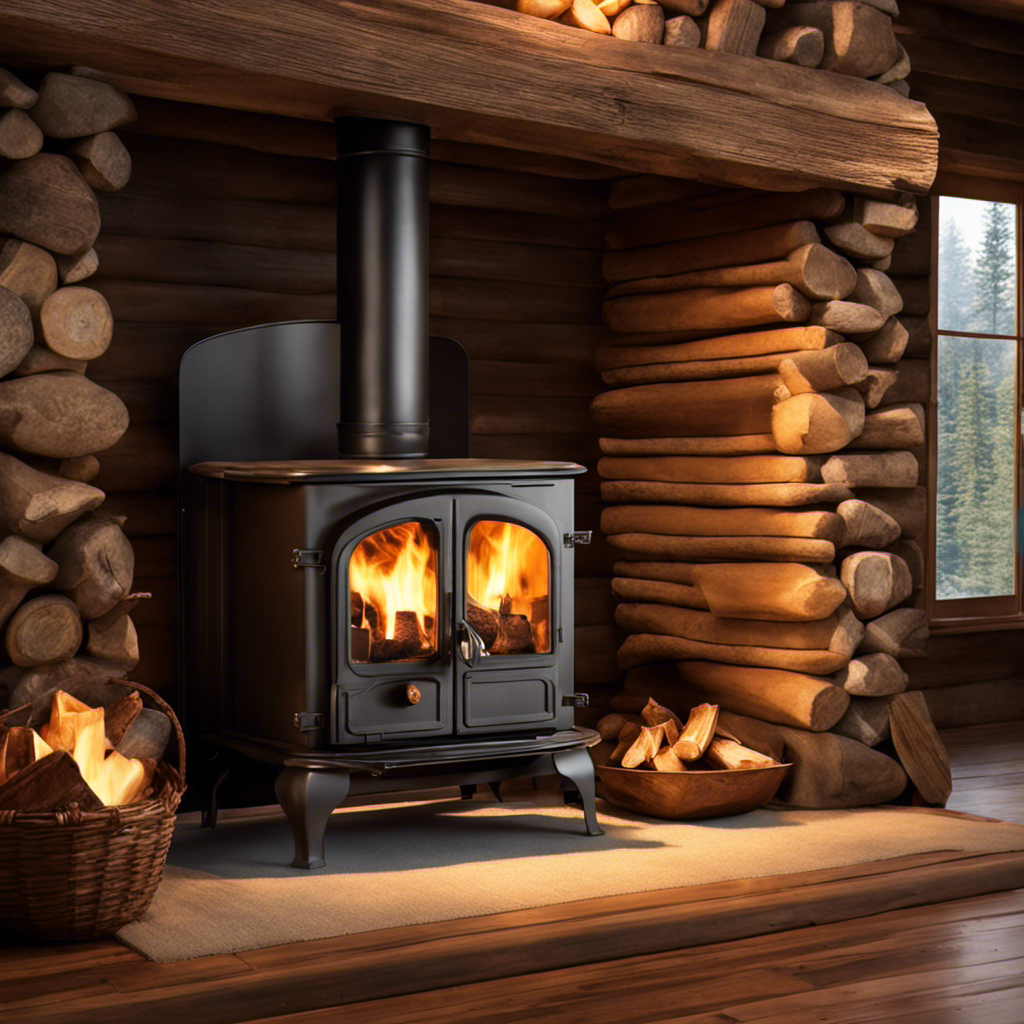 An image capturing the cozy, rustic ambiance of a Sierra Wood Stove in action