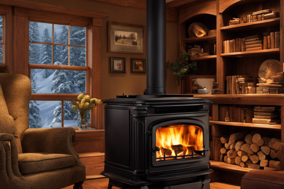An image featuring a cozy living room adorned with a well-stocked wood stove
