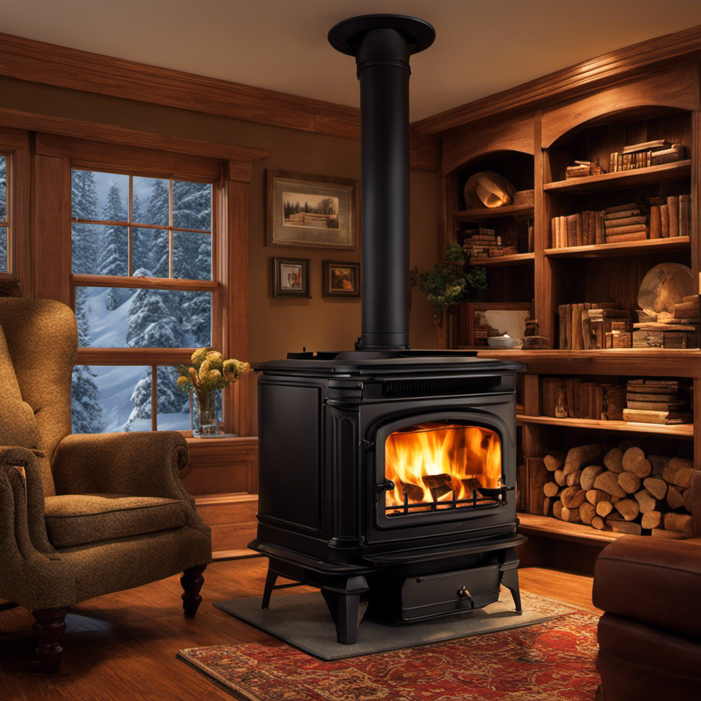 An image featuring a cozy living room adorned with a well-stocked wood stove