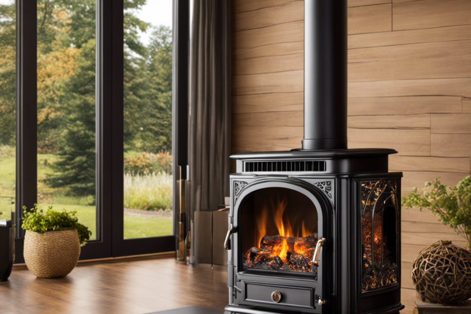 An image of a cozy living room with a crackling fire in the Wonderluxe Wood Stove Dual Fuel Curl Seire