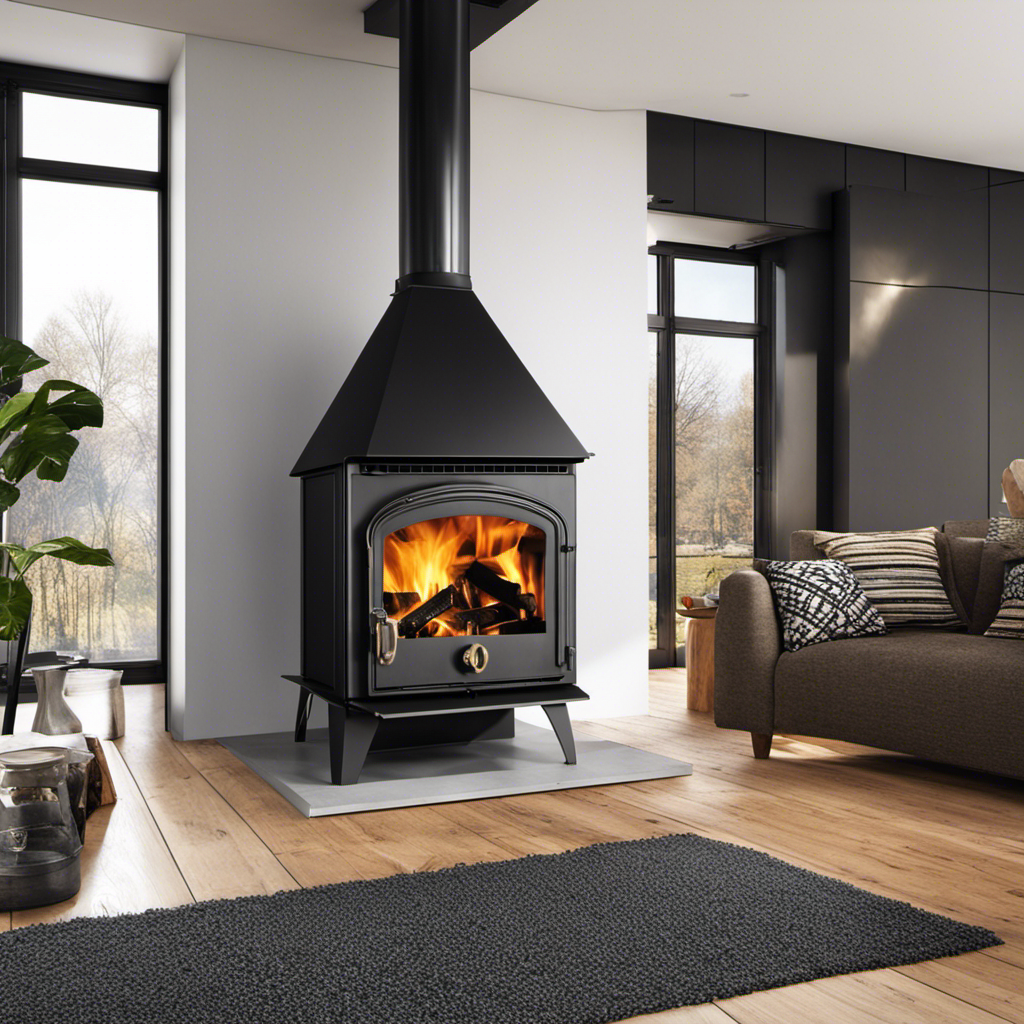An image of a cozy living room with a homemade wood stove as the focal point