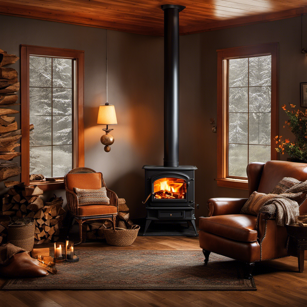 An image showcasing a cozy living room with an Osburn Wood Stove as the focal point