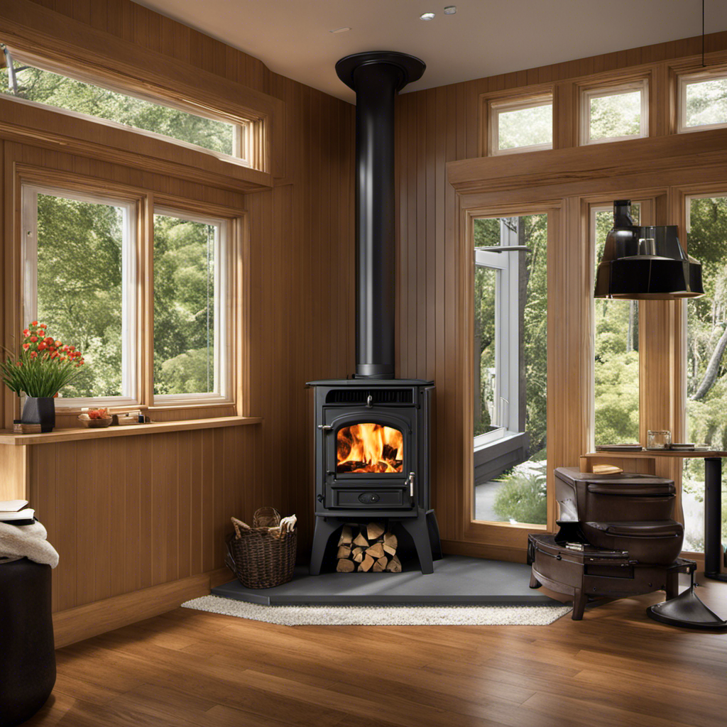 An image showcasing a compact living space with a cozy corner dedicated to a wood stove installation