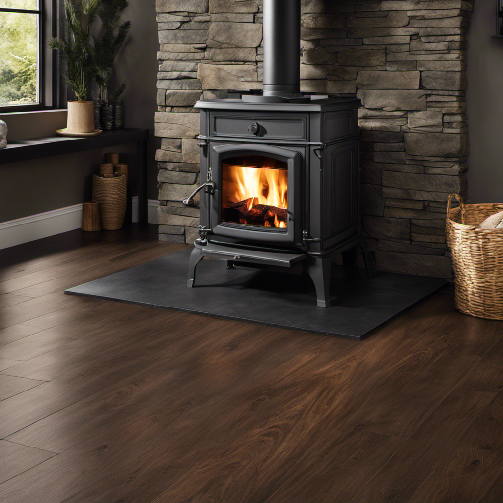 An image showcasing a sturdy, heat-resistant flooring option for a wood stove