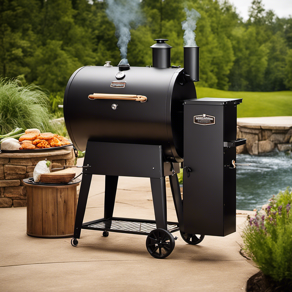 An image showcasing a lineup of wood pellet smokers, each brand distinguished by its unique design, color, and logo