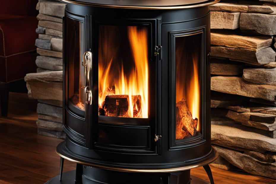 An image that showcases a close-up of a new wood stove with a fully closed damper, emitting dense smoke from its chimney