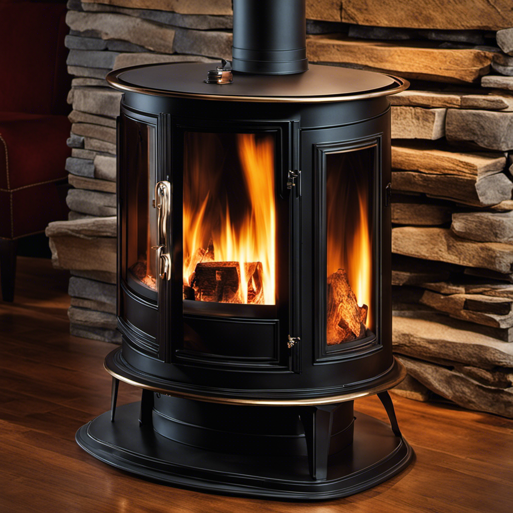 An image that showcases a close-up of a new wood stove with a fully closed damper, emitting dense smoke from its chimney