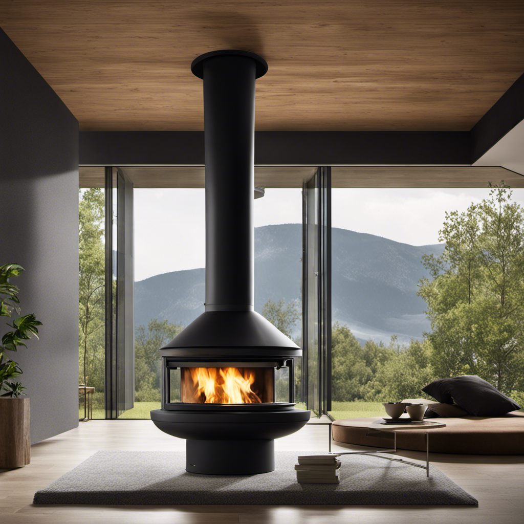 An image showcasing a close-up view of a wood stove flue, revealing its cylindrical shape with dark, sooty interior