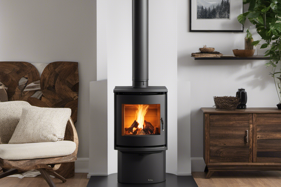 An image that showcases the contrast between a sleek, modern pellet stove and a rustic, traditional wood stove