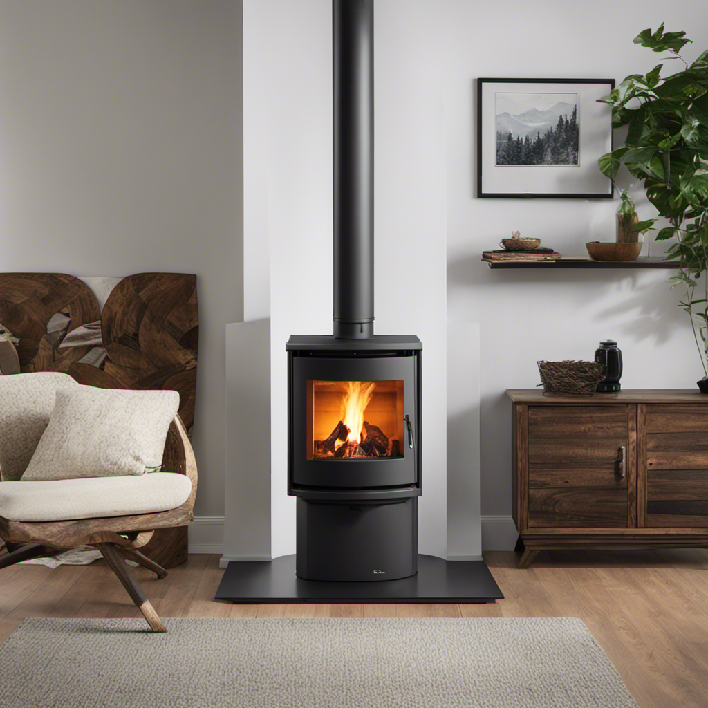 An image that showcases the contrast between a sleek, modern pellet stove and a rustic, traditional wood stove