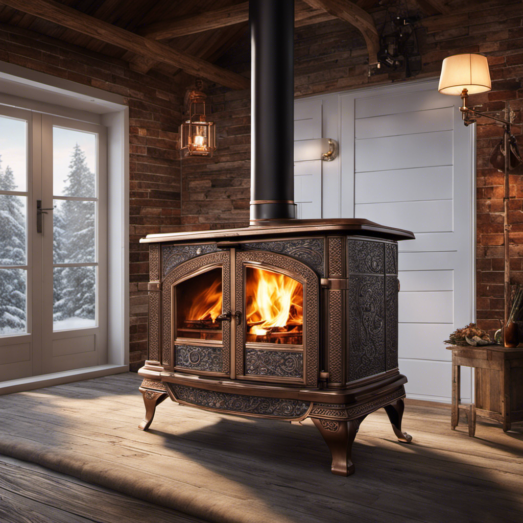 An image capturing the mesmerizing sight of a traditional Russian wood stove, its intricate brickwork enveloped in swirling smoke, emanating warmth and comfort, while casting a gentle glow on the surrounding rustic interior