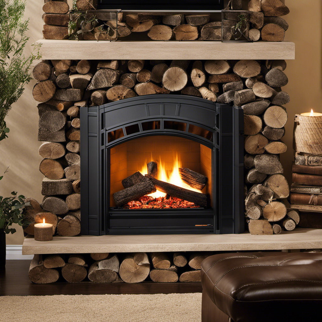 An image showcasing two fireplace inserts side by side: one filled with logs crackling with flames, emitting a cozy warmth, while the other showcases pellets burning efficiently, producing a clean and eco-friendly fire