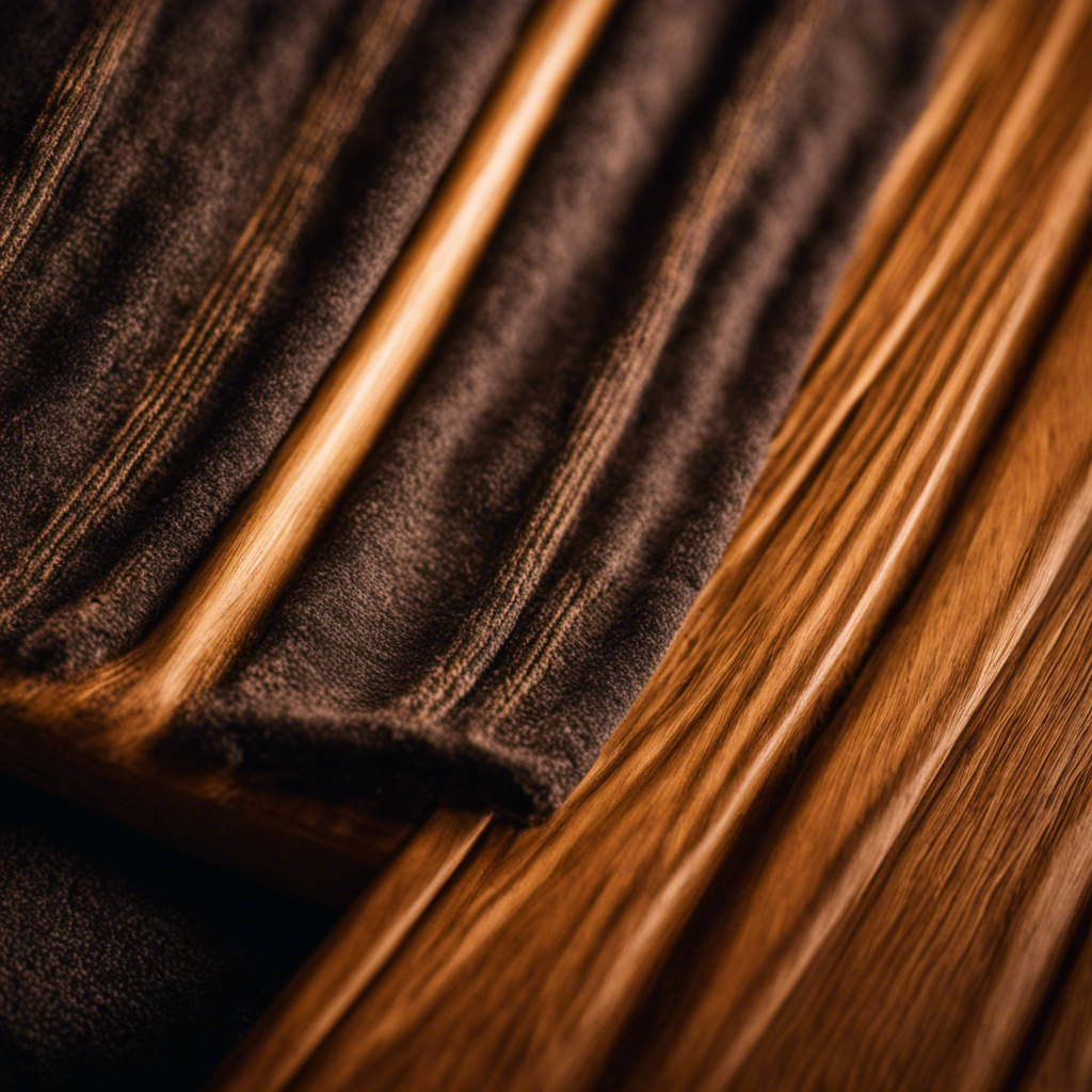 An image capturing a close-up of a soft microfiber cloth gently sweeping off a thin layer of fine dust particles from the smooth surface of a polished wooden furniture piece adjacent to a wood stove, highlighting the ease and effectiveness of this cleaning method