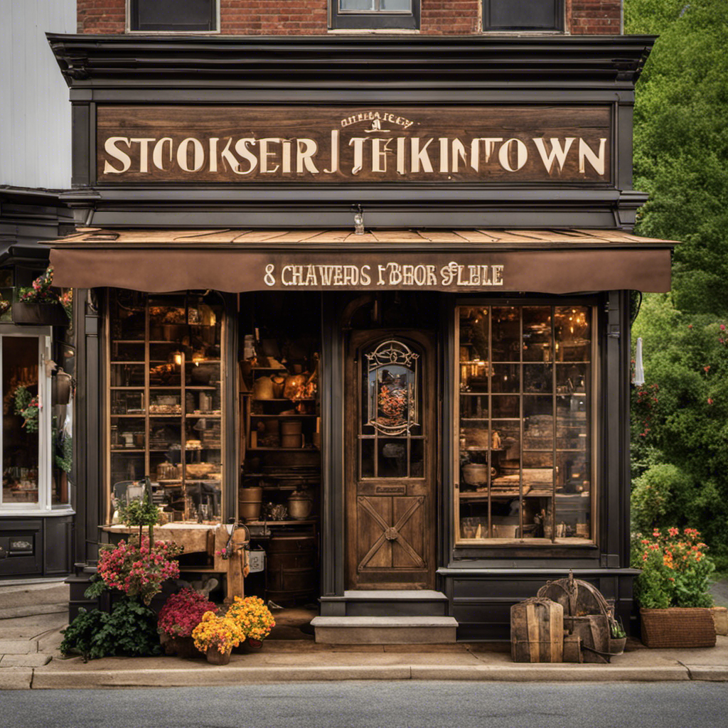An image that showcases a quaint storefront in Stockertown, adorned with a rustic sign displaying the store's name