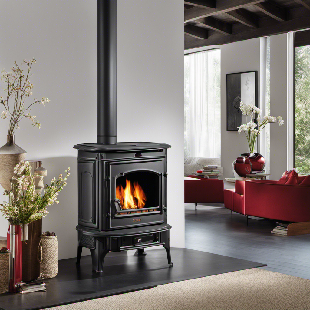 An image showcasing the intricate design of a Jotul wood stove's secondary air tube