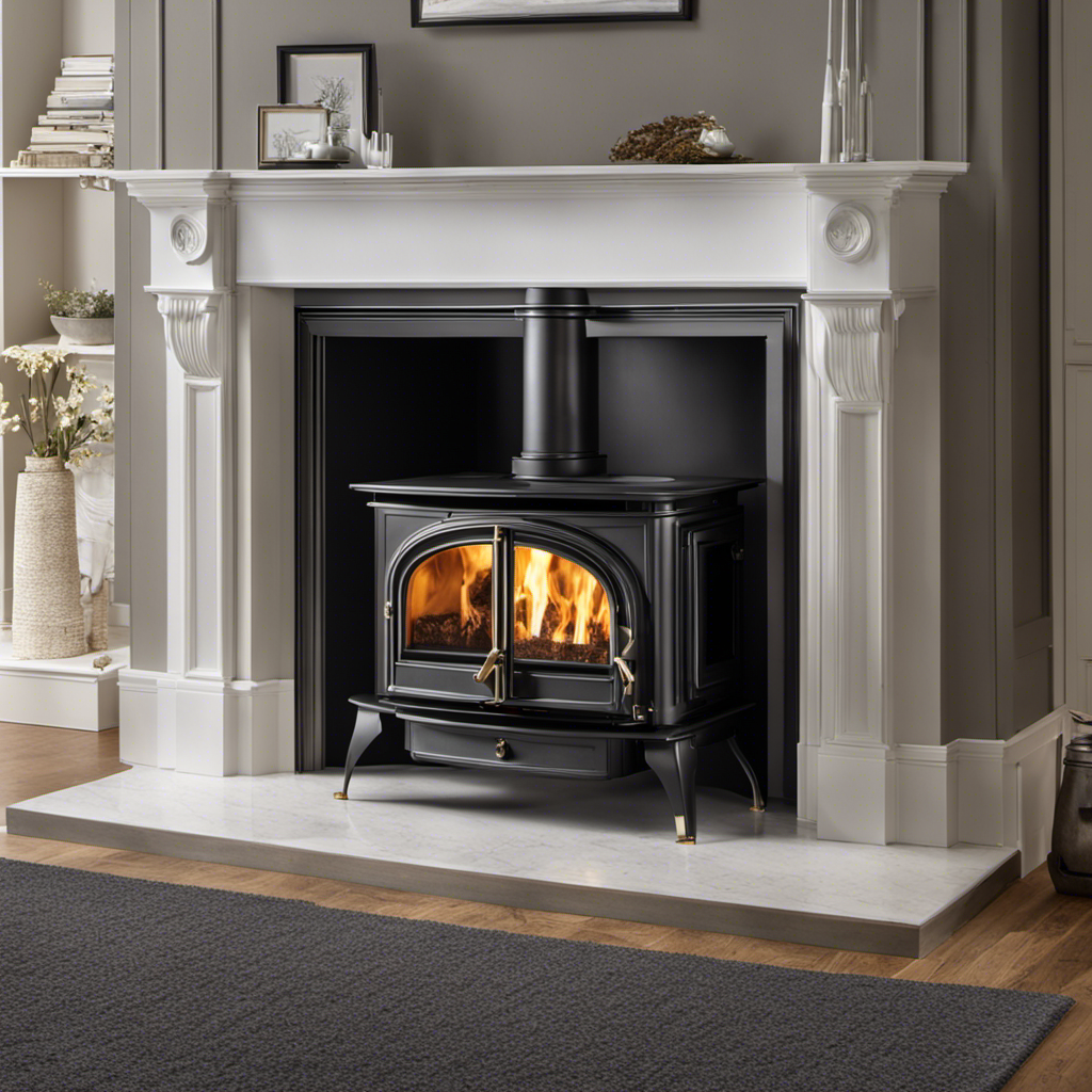 An image showcasing the intricate design of the Regency S2400 wood stove's startup air housing in a regency-era setting