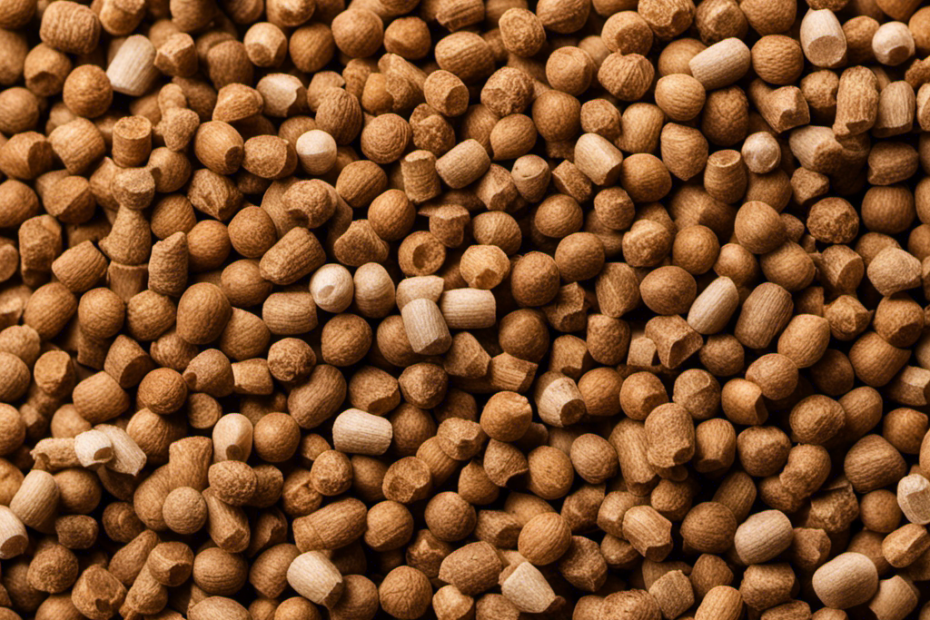 An image showcasing a pile of finely ground wood pellets, their distinct texture evident as they delicately absorb moisture and neutralize odors