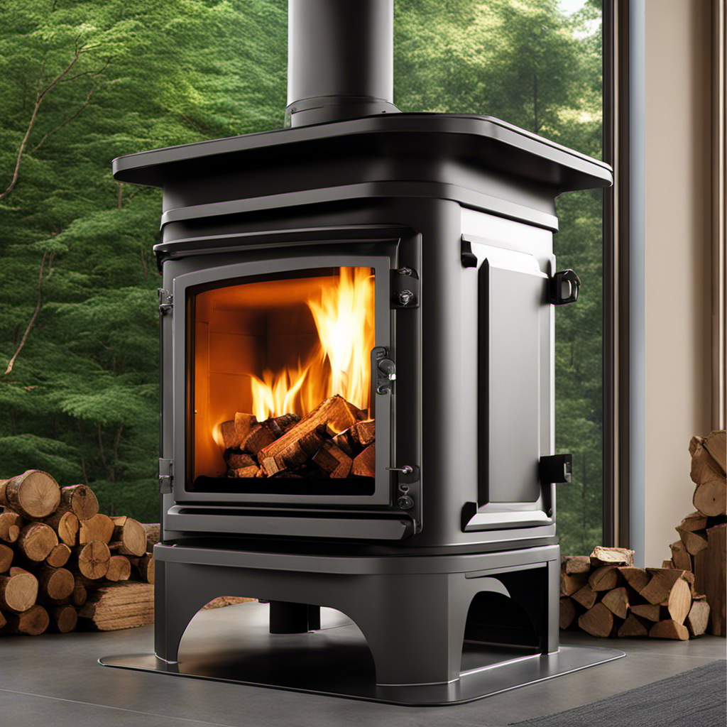 An image showcasing a close-up of a wood stove installation