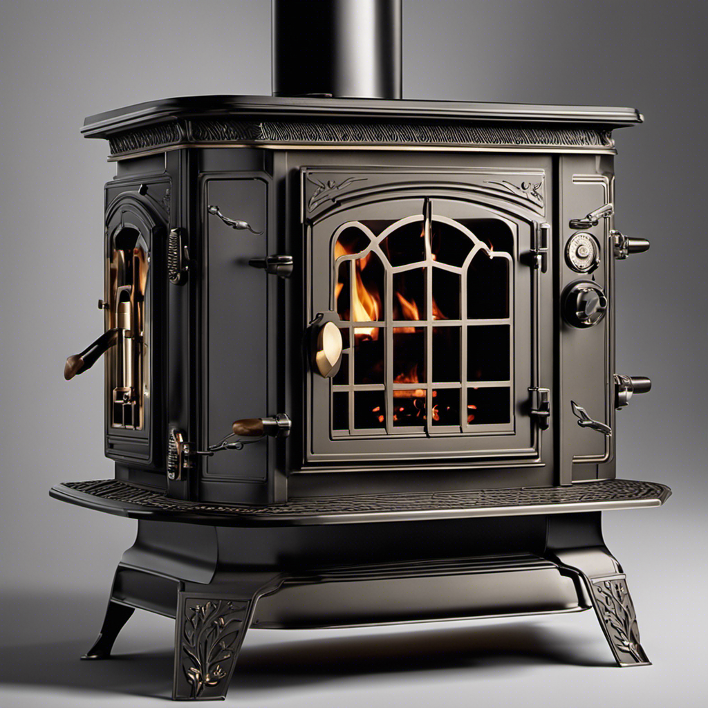 An image showcasing a close-up of a wood stove, focusing on the intricate mechanics of its assembly