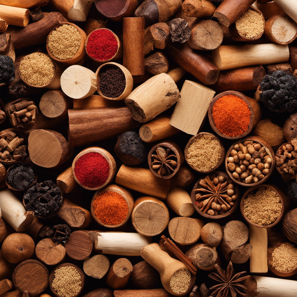 An image showcasing a variety of pellet wood options for smoking, with rich, vibrant colors and distinct textures