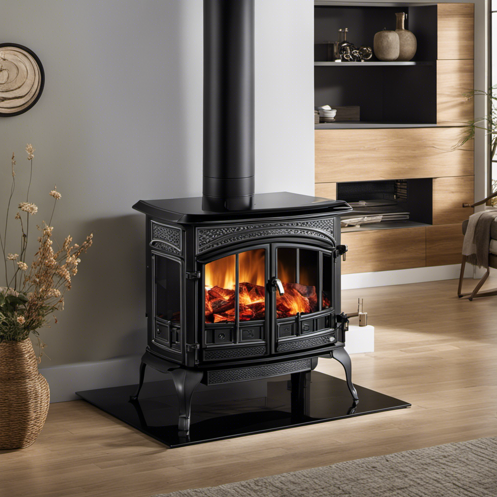 Ze a close-up image of a sturdy, heat-resistant ceramic glass panel securely encased within a sleek, black cast iron frame, elegantly protecting the flames and providing a mesmerizing view of the crackling fire inside a Woodstock Stove