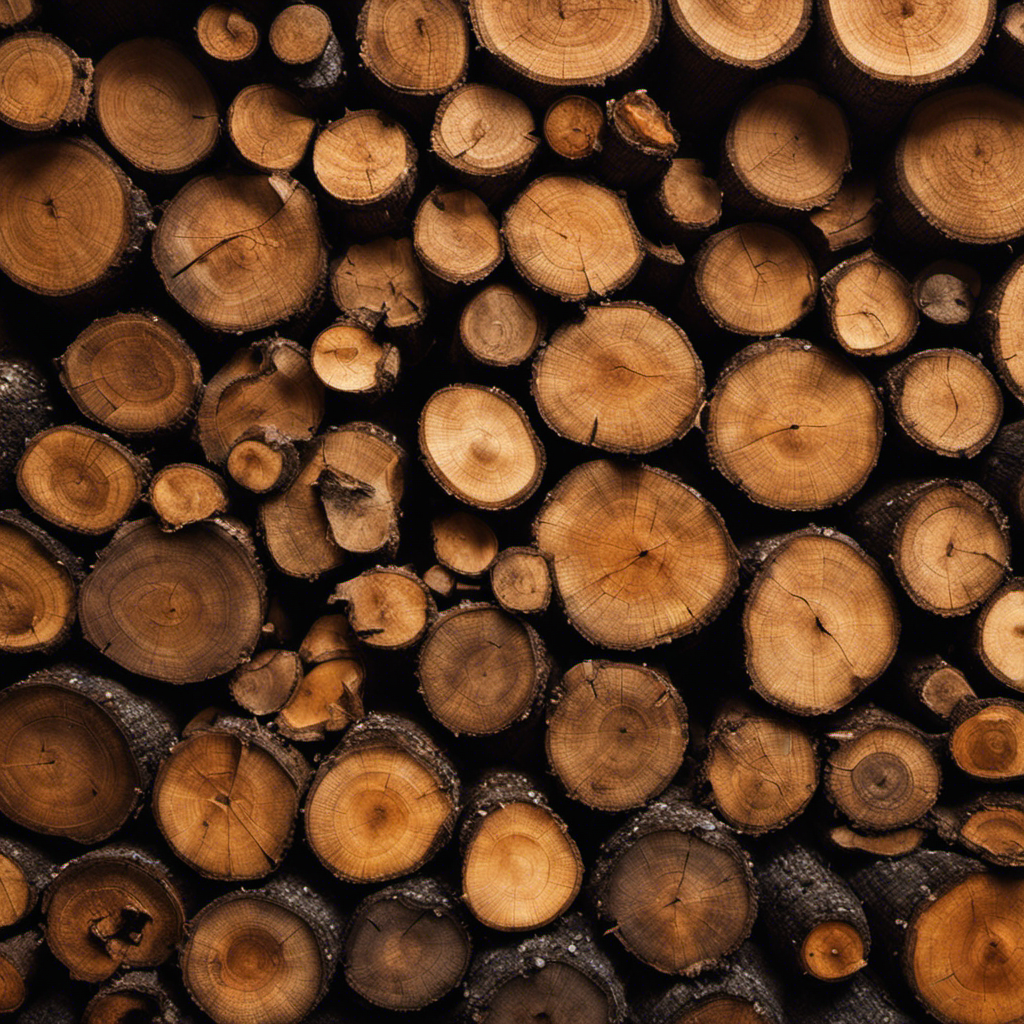 An image showcasing a close-up of a damp pile of rain-soaked wood inside a wood stove