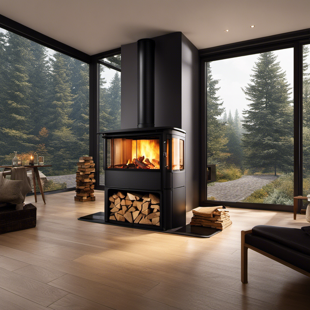An image of a well-lit room with a cozy wood stove at the center, surrounded by durable, heat-resistant bricks
