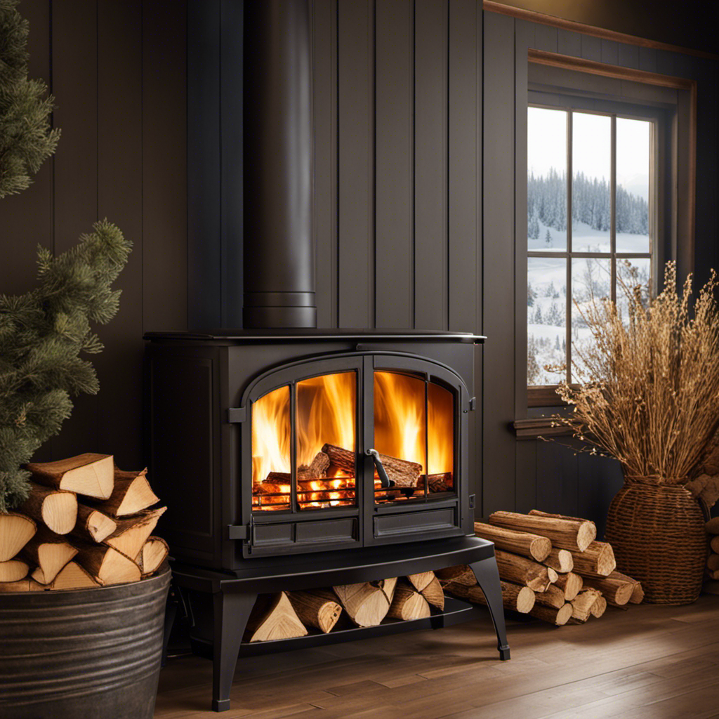An image showcasing a cozy indoor scene with a neatly stacked assortment of dry, crackling kindling wood, ready to ignite a wood stove