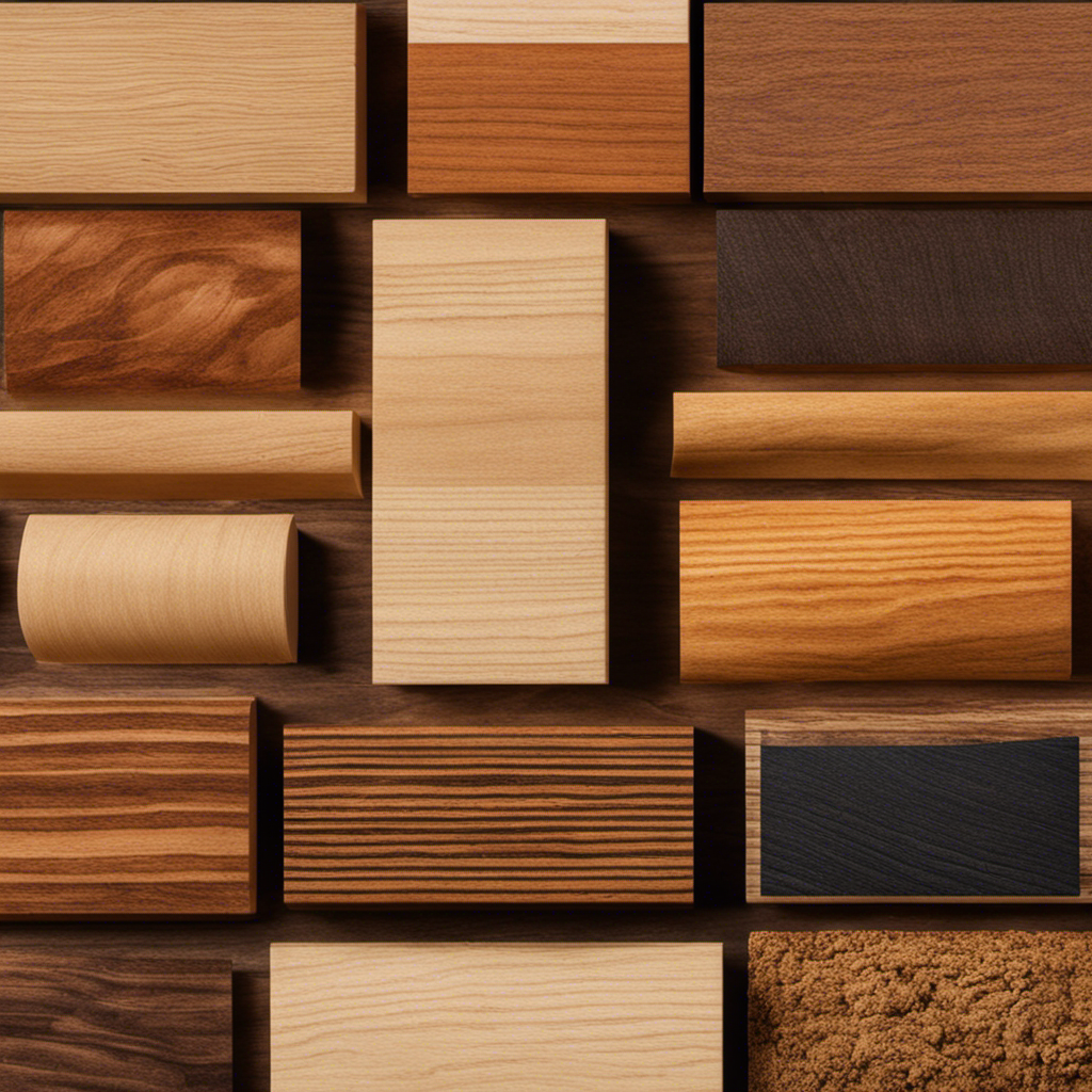 An image showcasing a diverse array of wood samples, varying in grain patterns, textures, and colors
