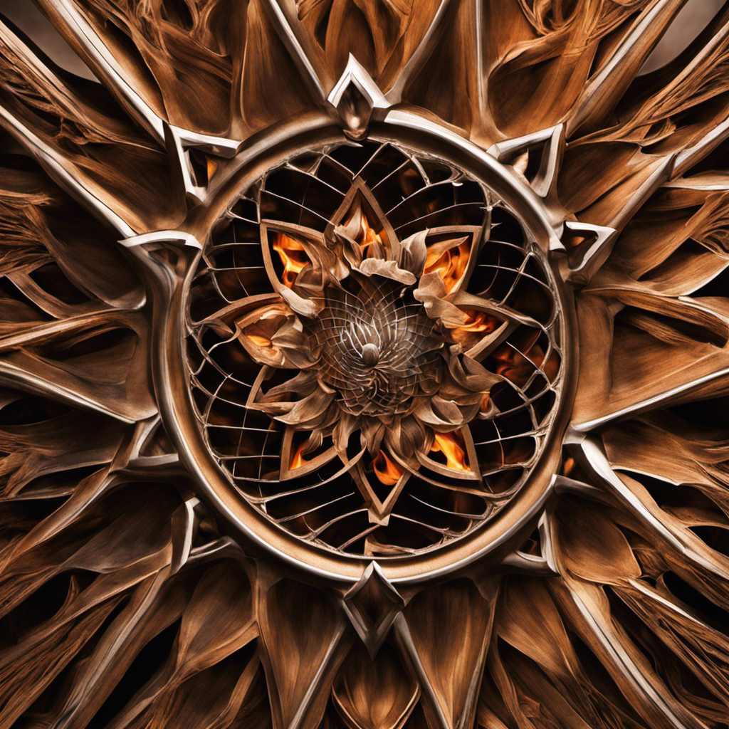 An image depicting a close-up of a wood stove, showcasing the intricate network of air vents and openings