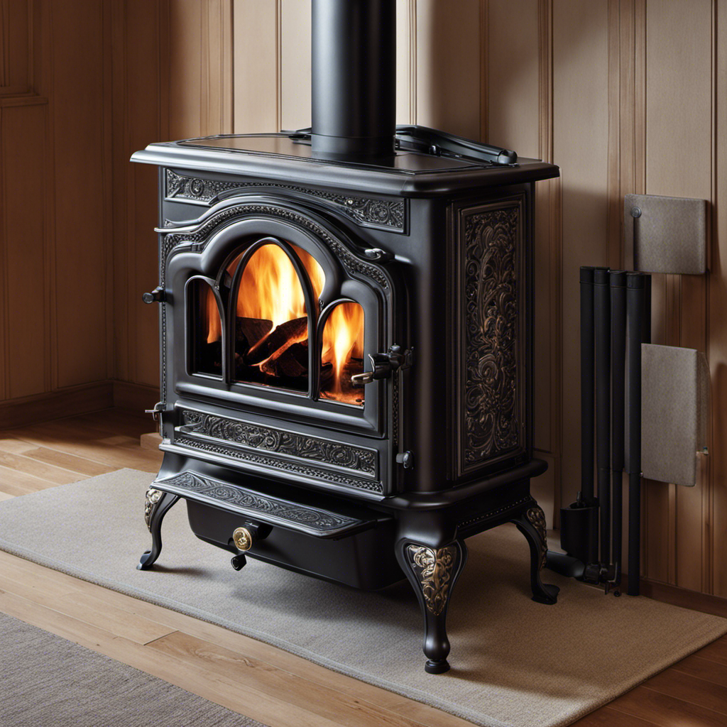 An image showcasing the intricate design of a wood stove, focusing on the damper location