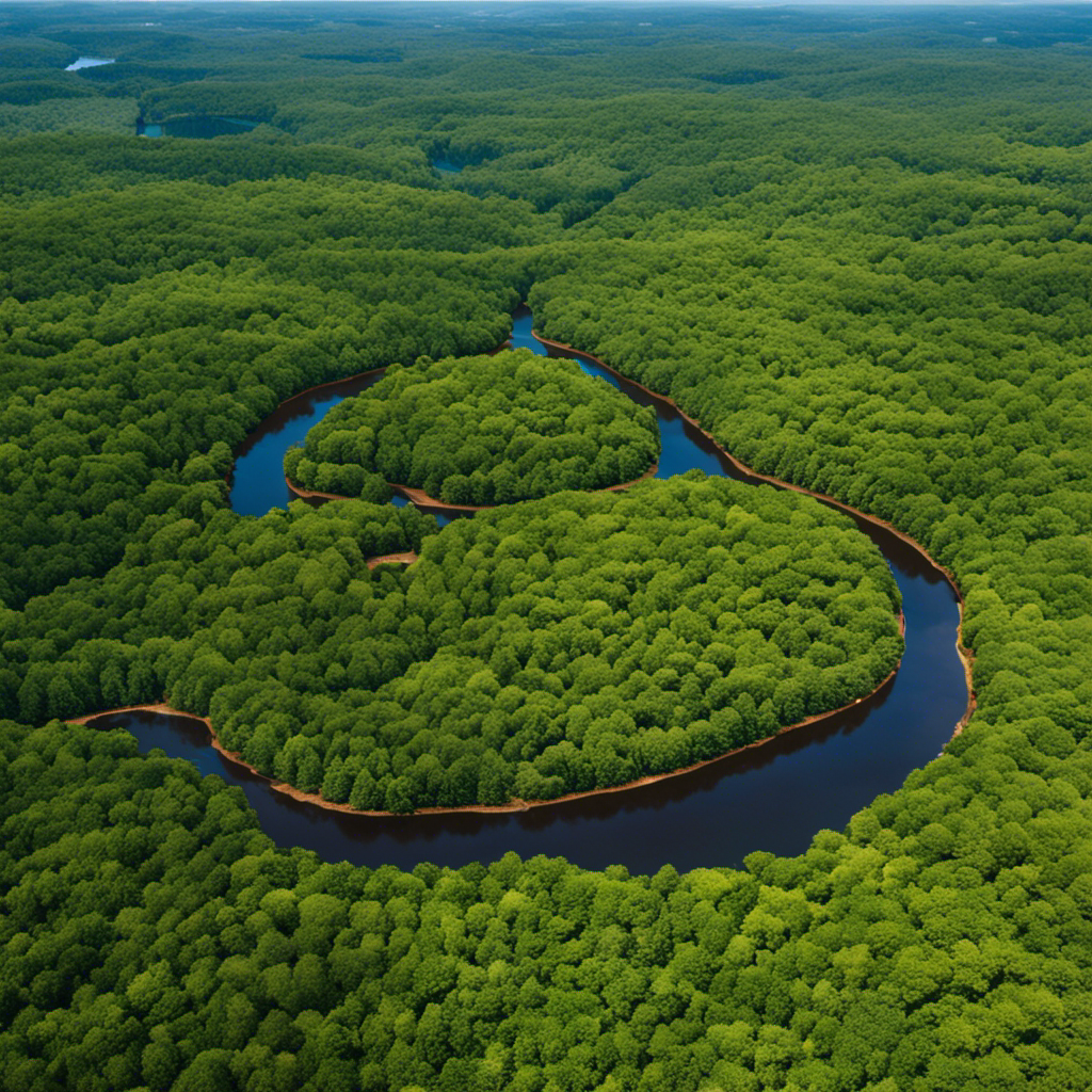 An image showcasing the sprawling landscape of the Southeastern United States, adorned with numerous wood pellet plants