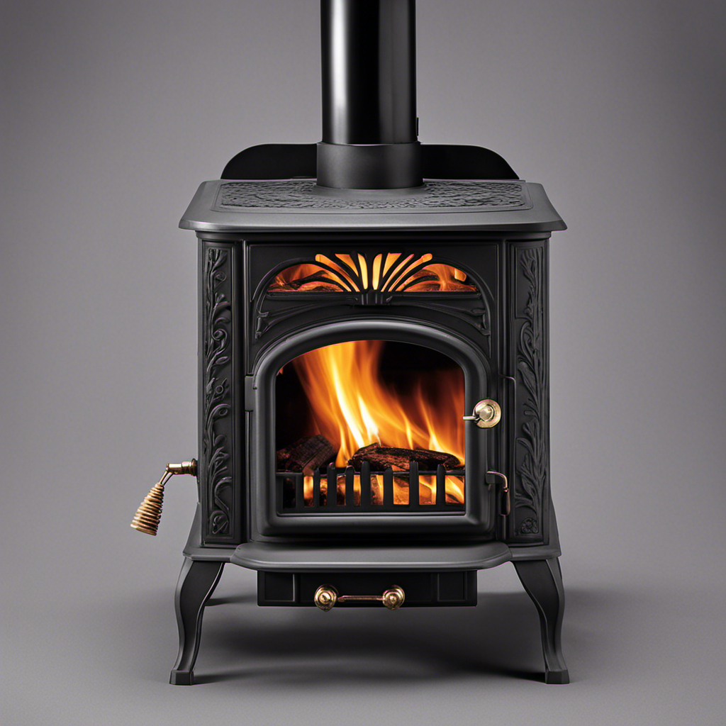 An image capturing the essence of a wood stove emitting an acrid scent, with swirling gray smoke tainted by the unmistakable aroma of burning plastic