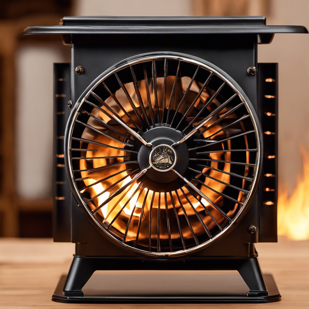 An image showcasing a wood stove fan in action