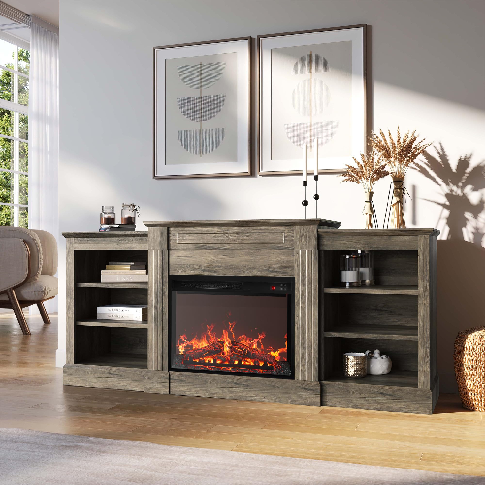 Della Electric Faux Fireplace TV Stand Heater