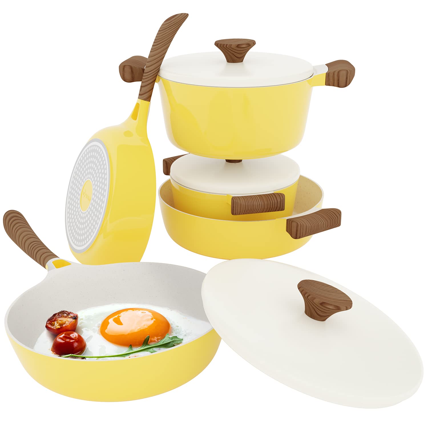 Vremi 8 Piece Ceramic Nonstick Cookware Set