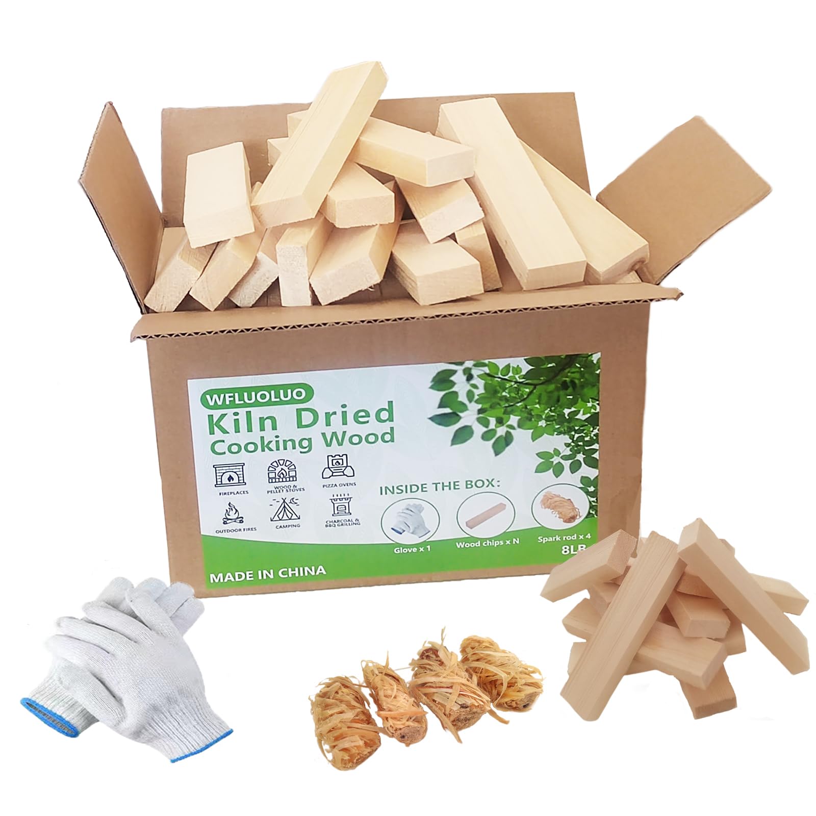WFLUOLUO Mini Firewood with Fire Starters & Gloves 5'' Lengths Pine Kiln Dried Fire Wood Great for Solo Stove Mesa and Mesa XL, Tabletop Fire Pit, Pizza Oven Wood, Grilling Wood, Solo Stove Accessories