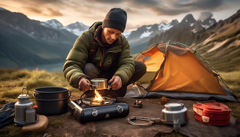 portable camp stove setup